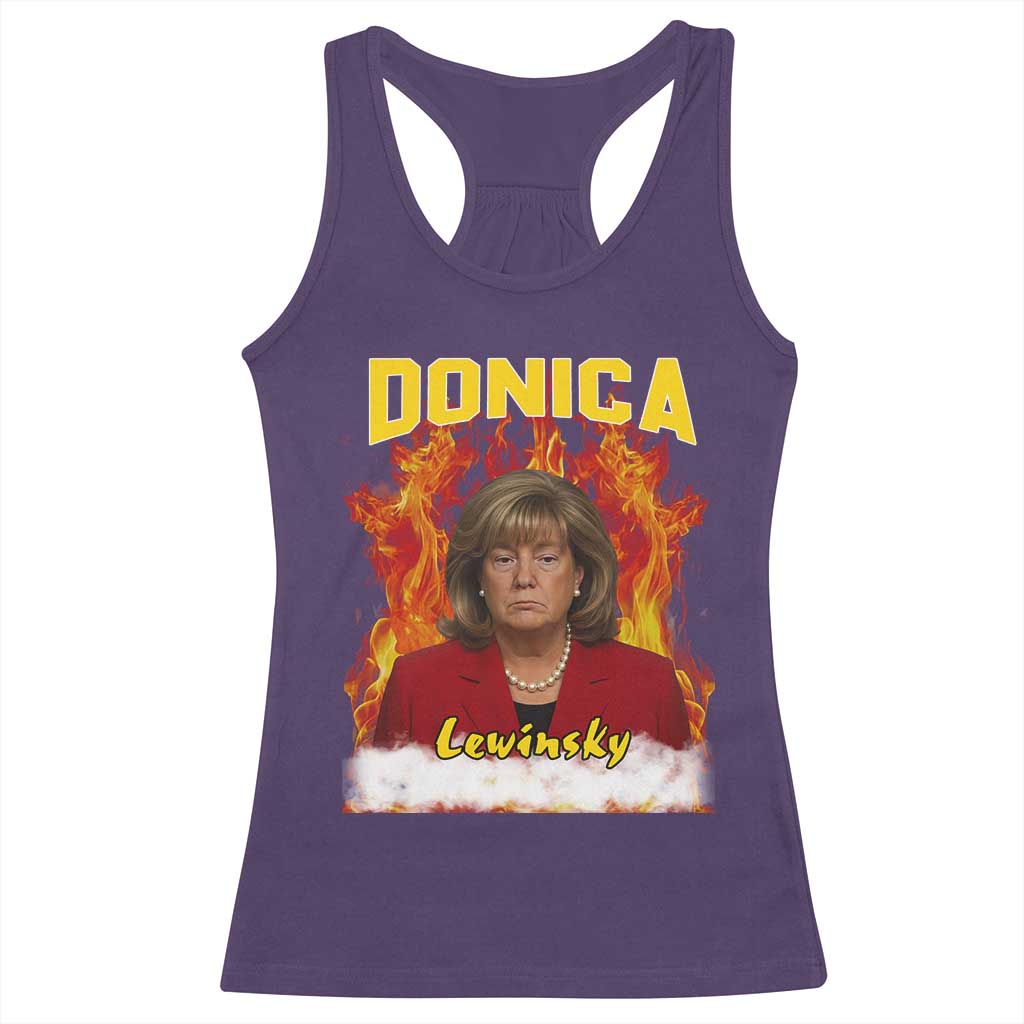 Donica Lewinsky Fire Trump Meme Racerback Tank Top Viral Scandal Parody Political Roast Vibes TS02 Purple Print Your Wear