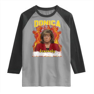 Donica Lewinsky Fire Trump Meme Raglan Shirt Viral Scandal Parody Political Roast Vibes TS02 Sport Gray Black Print Your Wear