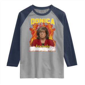 Donica Lewinsky Fire Trump Meme Raglan Shirt Viral Scandal Parody Political Roast Vibes TS02 Sport Gray Navy Print Your Wear