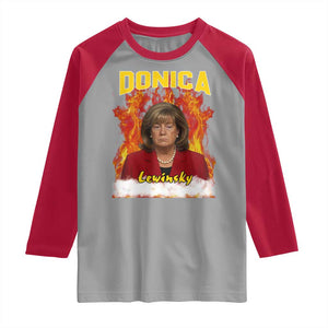 Donica Lewinsky Fire Trump Meme Raglan Shirt Viral Scandal Parody Political Roast Vibes TS02 Sport Gray Red Print Your Wear