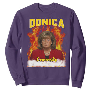 Donica Lewinsky Fire Trump Meme Sweatshirt Viral Scandal Parody Political Roast Vibes TS02 Purple Print Your Wear