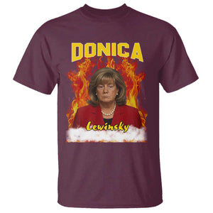 Donica Lewinsky Fire Trump Meme T Shirt Viral Scandal Parody Political Roast Vibes TS02 Maroon Print Your Wear
