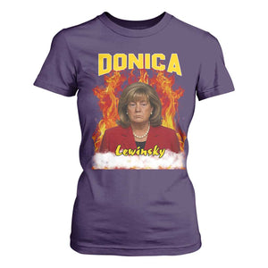 Donica Lewinsky Fire Trump Meme T Shirt For Women Viral Scandal Parody Political Roast Vibes TS02 Purple Print Your Wear