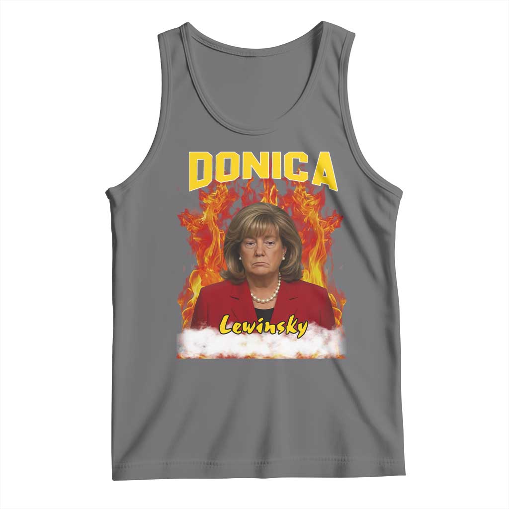 Donica Lewinsky Fire Trump Meme Tank Top Viral Scandal Parody Political Roast Vibes TS02 Black Heather Print Your Wear