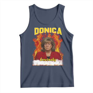 Donica Lewinsky Fire Trump Meme Tank Top Viral Scandal Parody Political Roast Vibes TS02 Navy Print Your Wear