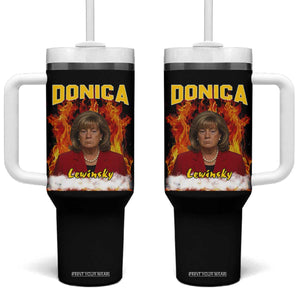 Donica Lewinsky Fire Trump Meme Tumbler With Handle Viral Scandal Parody Political Roast Vibes TS02 One Size: 40 oz Black Print Your Wear