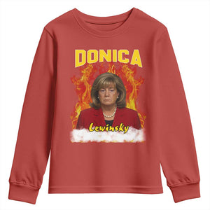 Donica Lewinsky Fire Trump Meme Youth Sweatshirt Viral Scandal Parody Political Roast Vibes TS02 Red Print Your Wear