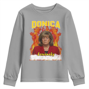 Donica Lewinsky Fire Trump Meme Youth Sweatshirt Viral Scandal Parody Political Roast Vibes TS02 Sport Gray Print Your Wear