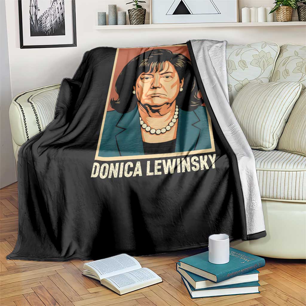 Big Beautiful Bill Donica Lewinsky Throw Blanket Funny Political Trump Meme Vintage Parody TS02 Print Your Wear
