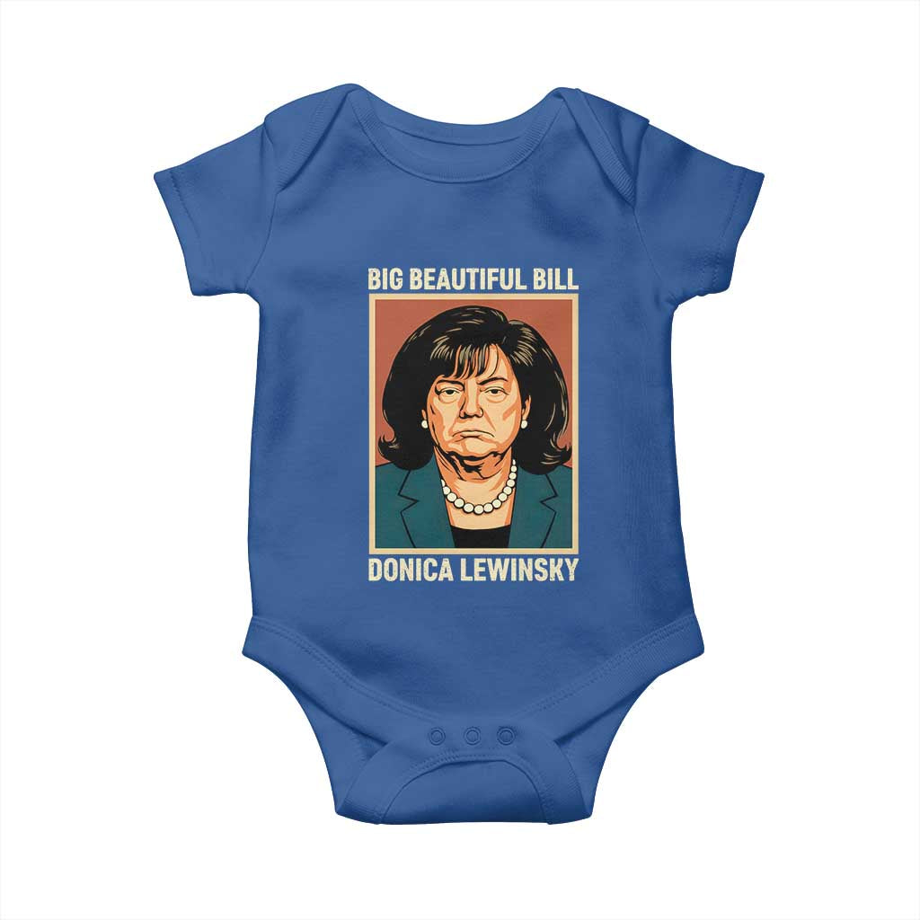 Big Beautiful Bill Donica Lewinsky Baby Onesie Funny Political Trump Meme Vintage Parody TS02 Royal Blue Print Your Wear