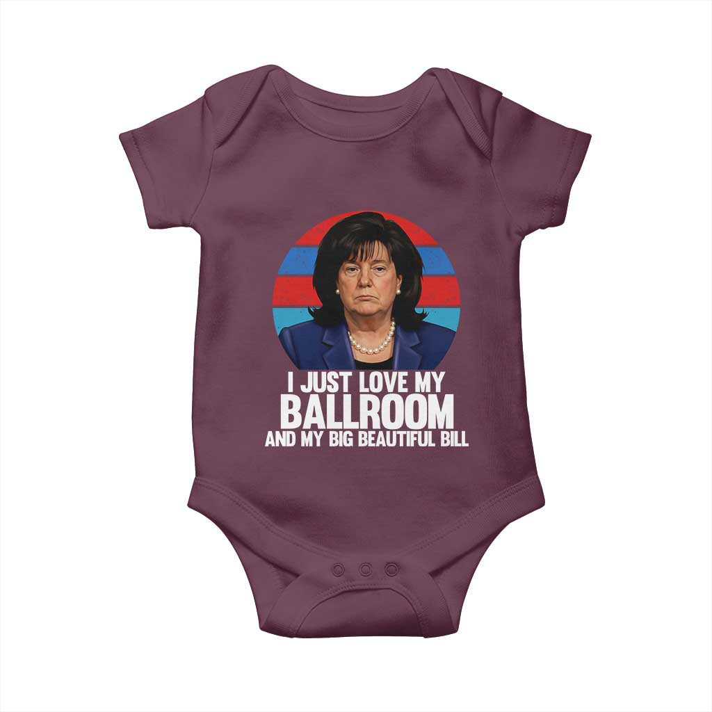 Funny Donica Lewinsky Viral Trump Meme Baby Onesie Retro Big Beautiful Bill Political Roast Humor TS02 Maroon Print Your Wear