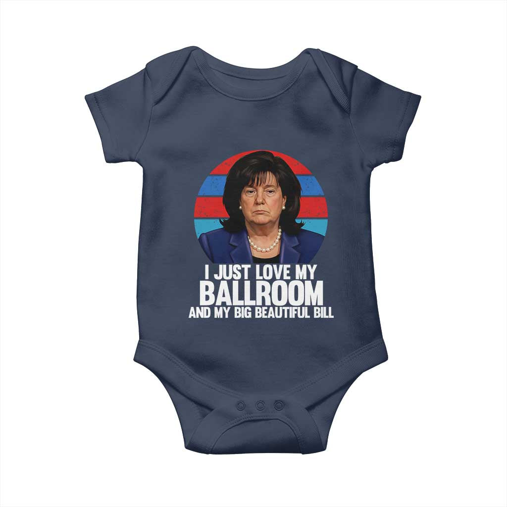 Funny Donica Lewinsky Viral Trump Meme Baby Onesie Retro Big Beautiful Bill Political Roast Humor TS02 Navy Print Your Wear