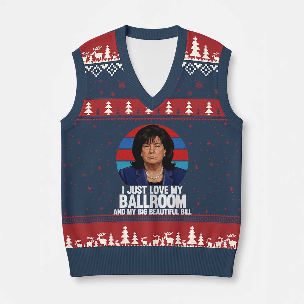 Funny Donica Lewinsky Viral Trump Meme V-Neck Knit Sweater Vest Retro Big Beautiful Bill Political Roast Humor TS02 Navy Red Print Your Wear