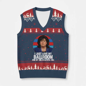 Funny Donica Lewinsky Viral Trump Meme V-Neck Knit Sweater Vest Retro Big Beautiful Bill Political Roast Humor TS02 Navy Red Print Your Wear