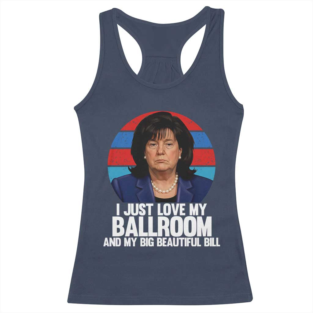 Funny Donica Lewinsky Viral Trump Meme Racerback Tank Top Retro Big Beautiful Bill Political Roast Humor TS02 Navy Print Your Wear