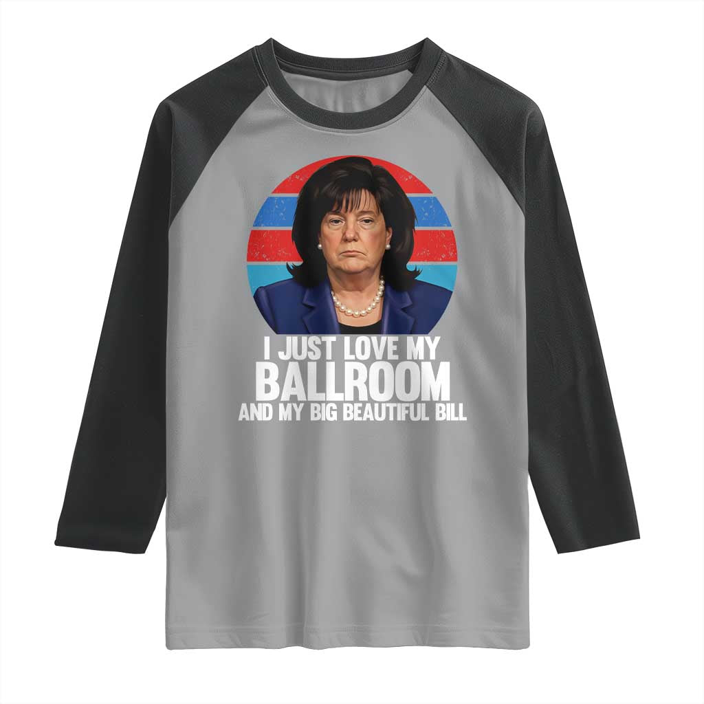 Funny Donica Lewinsky Viral Trump Meme Raglan Shirt Retro Big Beautiful Bill Political Roast Humor TS02 Sport Gray Black Print Your Wear