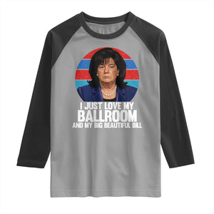 Funny Donica Lewinsky Viral Trump Meme Raglan Shirt Retro Big Beautiful Bill Political Roast Humor TS02 Sport Gray Black Print Your Wear