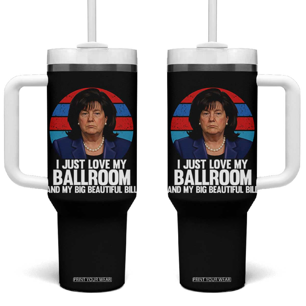 Funny Donica Lewinsky Viral Trump Meme Tumbler With Handle Retro Big Beautiful Bill Political Roast Humor TS02 One Size: 40 oz Black Print Your Wear