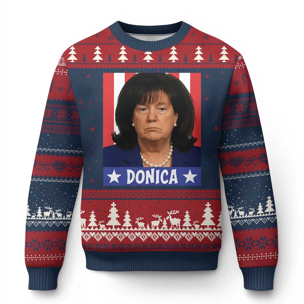 Donica Lewinsky Political Trump Meme Ugly Christmas Sweater Hilarious Viral Internet Parody TS02 Navy Red Print Your Wear