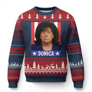 Donica Lewinsky Political Trump Meme Ugly Christmas Sweater Hilarious Viral Internet Parody TS02 Navy Red Print Your Wear