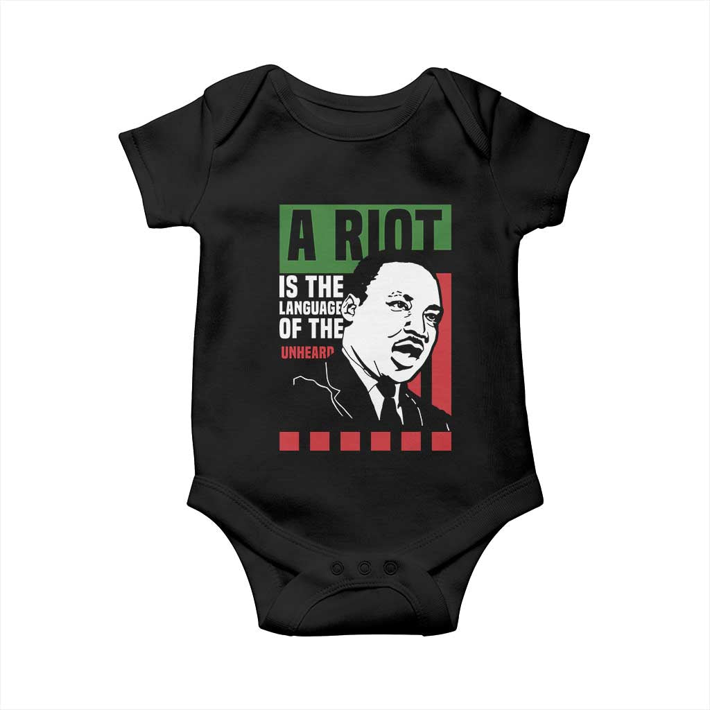 Martin Luther King MLK Baby Onesie A Riot Is The Language Of The Unheard Civil Rights TS02 Black Print Your Wear
