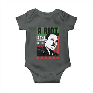 Martin Luther King MLK Baby Onesie A Riot Is The Language Of The Unheard Civil Rights TS02 Dark Heather Print Your Wear