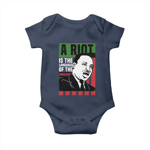 Martin Luther King MLK Baby Onesie A Riot Is The Language Of The Unheard Civil Rights TS02 Navy Print Your Wear