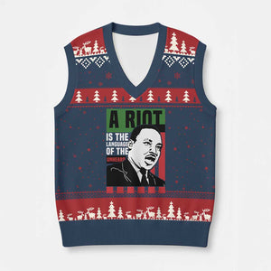 Martin Luther King MLK V-Neck Knit Sweater Vest A Riot Is The Language Of The Unheard Civil Rights TS02 Navy Red Print Your Wear