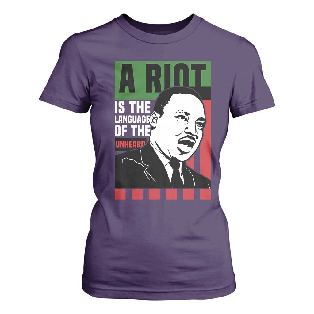Martin Luther King MLK T Shirt For Women A Riot Is The Language Of The Unheard Civil Rights TS02 Purple Print Your Wear