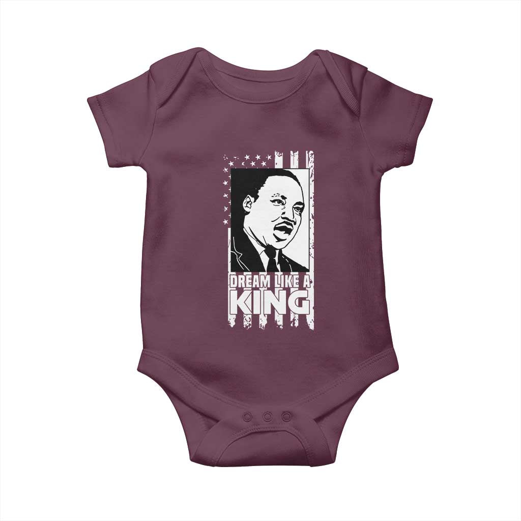 Martin Luther King MLK Baby Onesie Dream Like A King Black History American Flag TS02 Maroon Print Your Wear