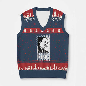 Martin Luther King MLK V-Neck Knit Sweater Vest Dream Like A King Black History American Flag TS02 Navy Red Print Your Wear