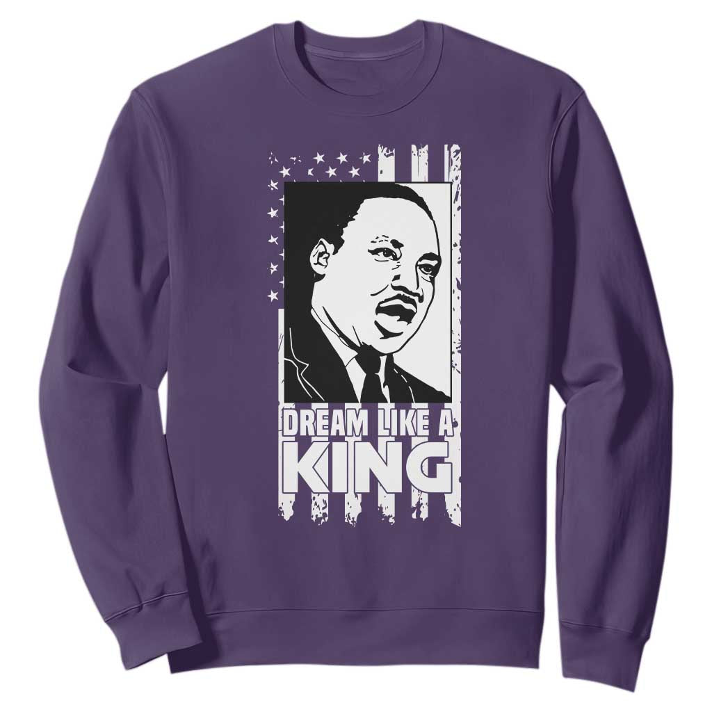 Martin Luther King MLK Sweatshirt Dream Like A King Black History American Flag TS02 Purple Print Your Wear