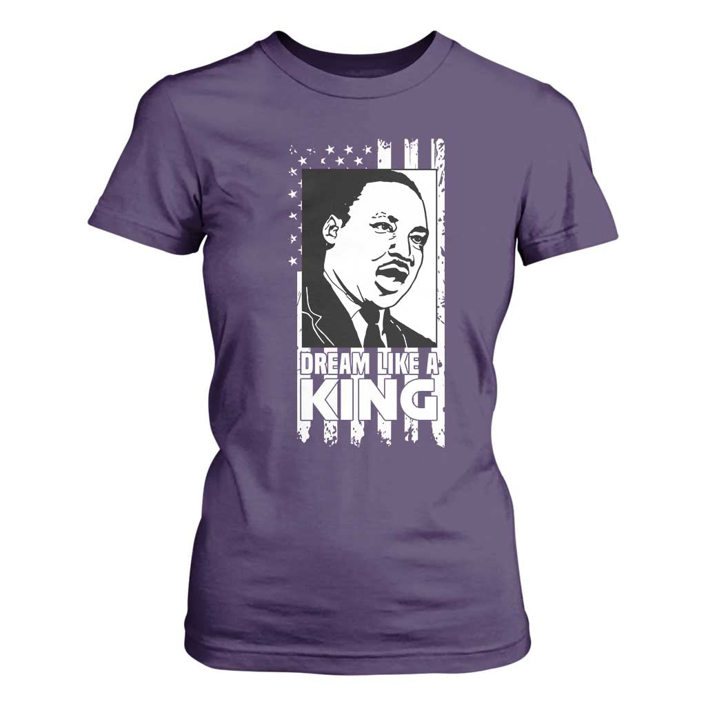 Martin Luther King MLK T Shirt For Women Dream Like A King Black History American Flag TS02 Purple Print Your Wear