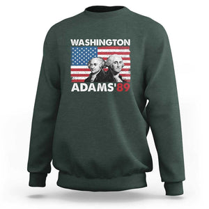 Washington Adams 1789 Sweatshirt George Washington John Adams American Founding Fathers US Flag TS02 Dark Forest Green Print Your Wear