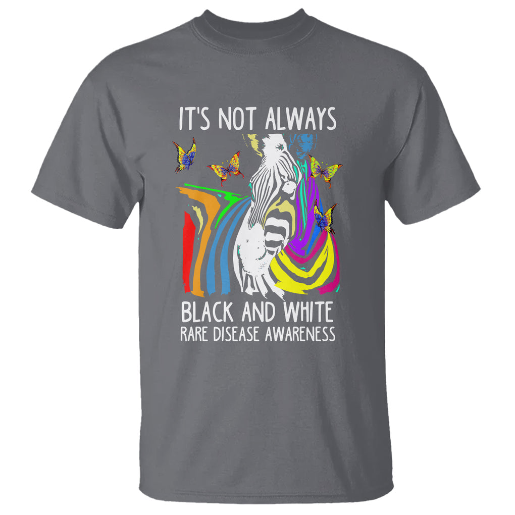 Rare Disease Day Shirts T Shirt It's Not Always Black And White Rare Disease Awareness Rainbow Zebra Kids TS02 Charcoal Printyourwear