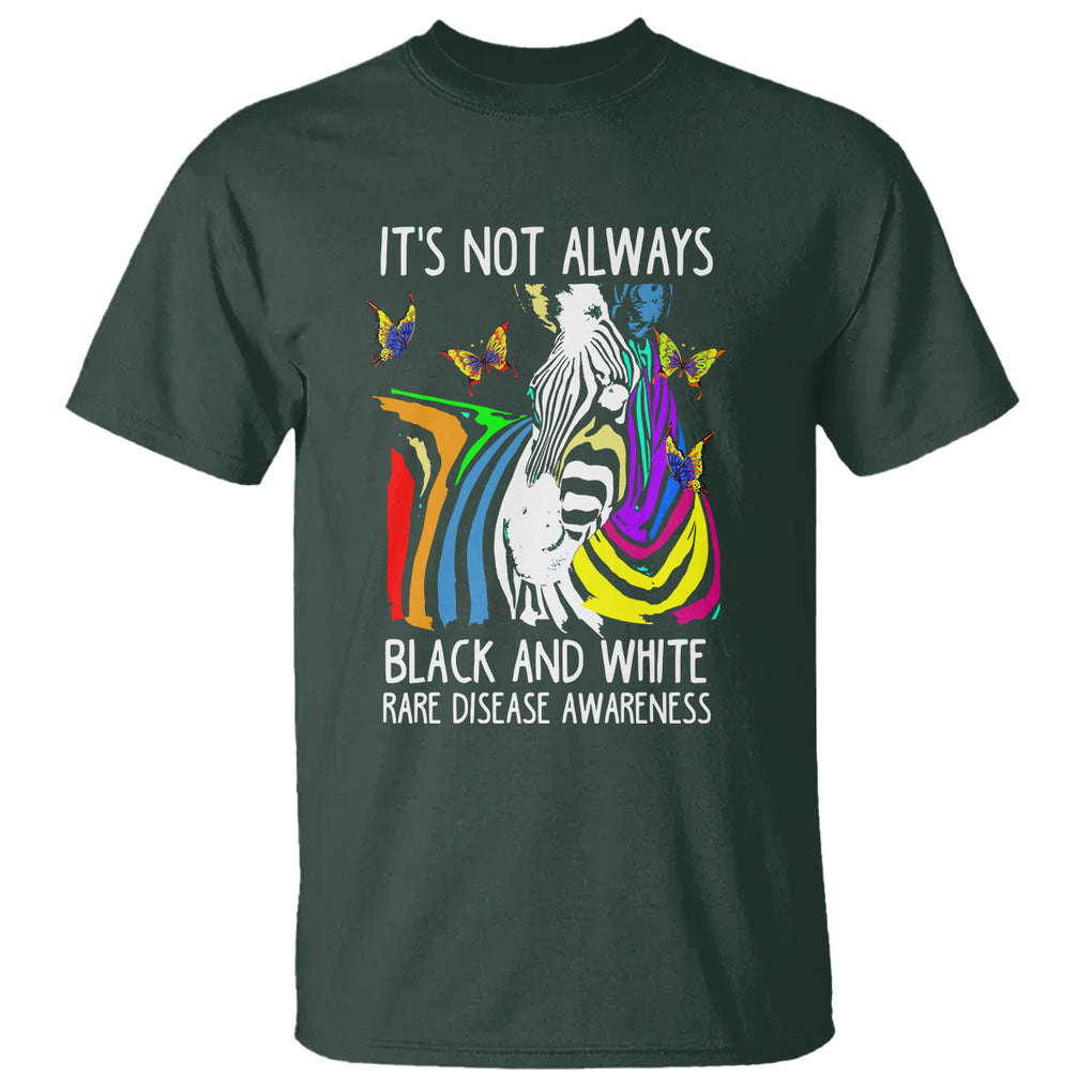 Rare Disease Day Shirts T Shirt It's Not Always Black And White Rare Disease Awareness Rainbow Zebra Kids TS02 Dark Forest Green Printyourwear