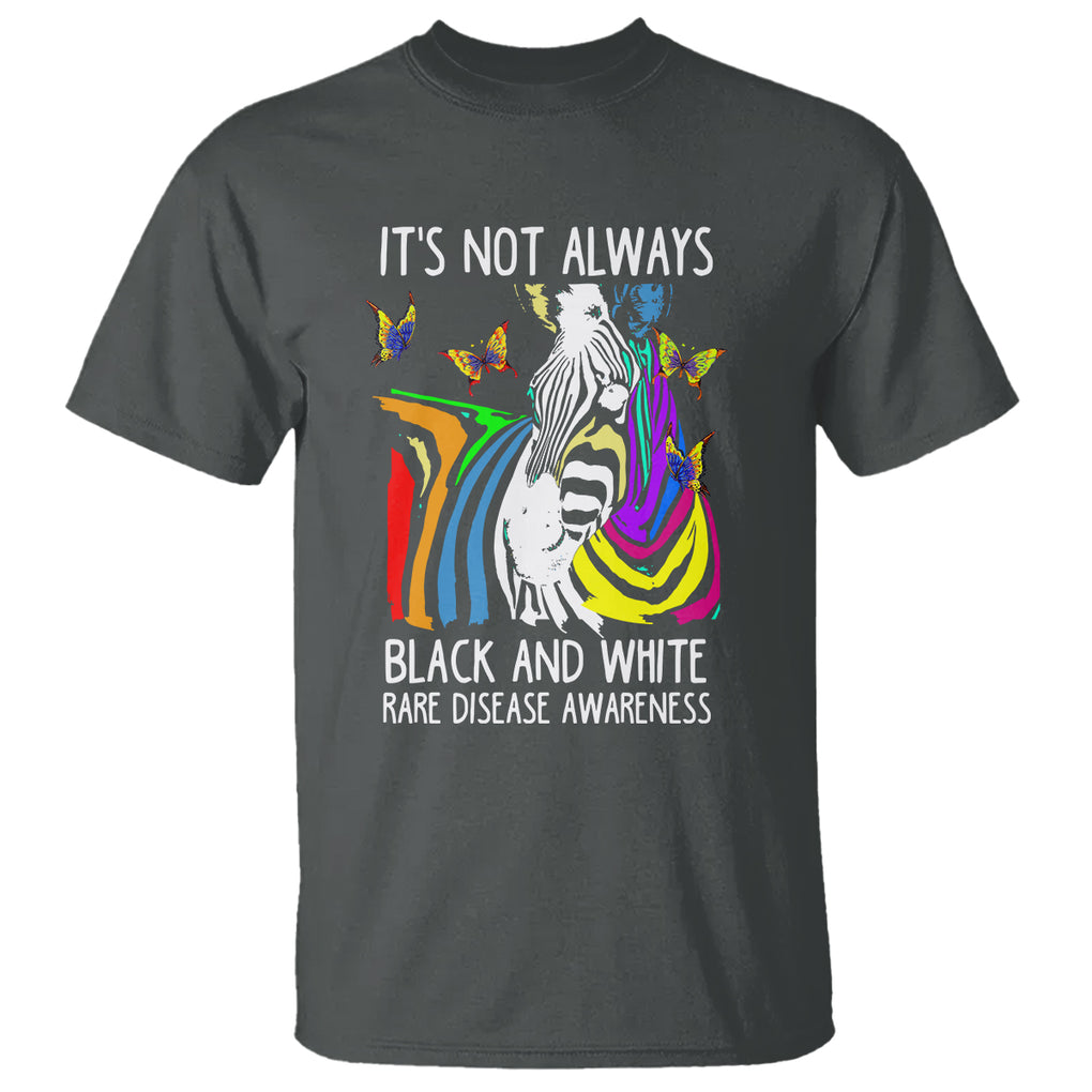 Rare Disease Day Shirts T Shirt It's Not Always Black And White Rare Disease Awareness Rainbow Zebra Kids TS02 Dark Heather Printyourwear
