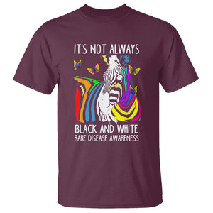 Rare Disease Day Shirts T Shirt It's Not Always Black And White Rare Disease Awareness Rainbow Zebra Kids TS02 Maroon Printyourwear