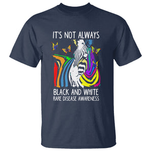 Rare Disease Day Shirts T Shirt It's Not Always Black And White Rare Disease Awareness Rainbow Zebra Kids TS02 Navy Printyourwear