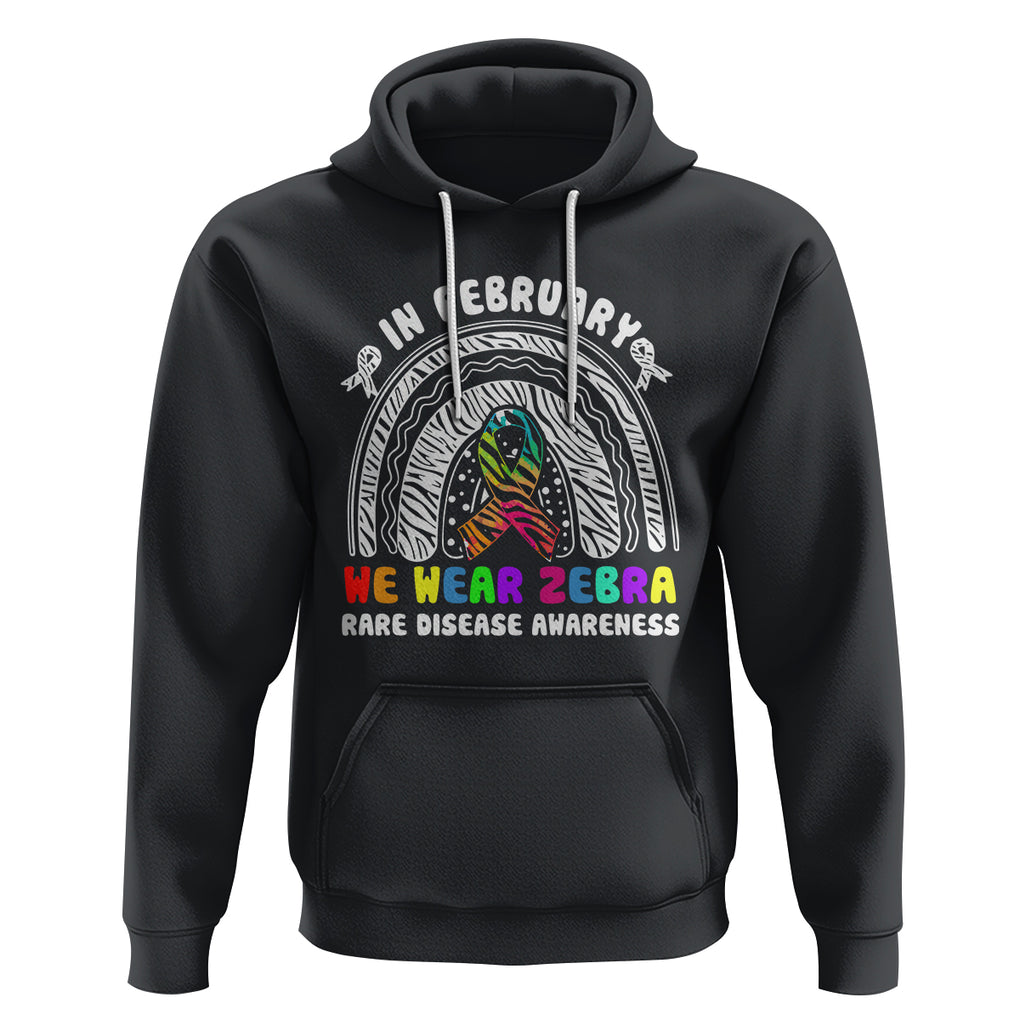 Rare Disease Day Shirts Hoodie In February We Wear Zebra Rare Disease Awareness Rainbow Zebra TS02 Black Printyourwear