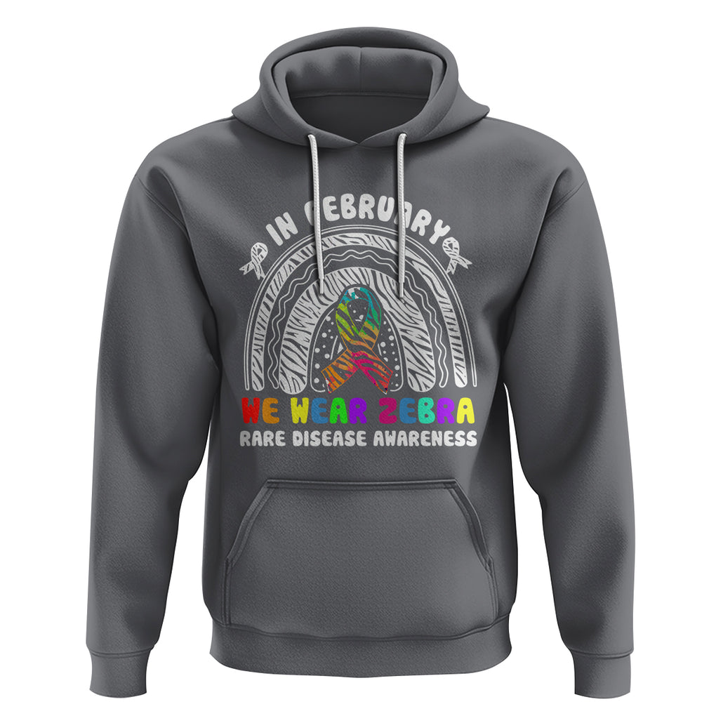 Rare Disease Day Shirts Hoodie In February We Wear Zebra Rare Disease Awareness Rainbow Zebra TS02 Charcoal Printyourwear
