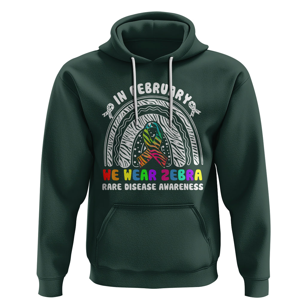 Rare Disease Day Shirts Hoodie In February We Wear Zebra Rare Disease Awareness Rainbow Zebra TS02 Dark Forest Green Printyourwear