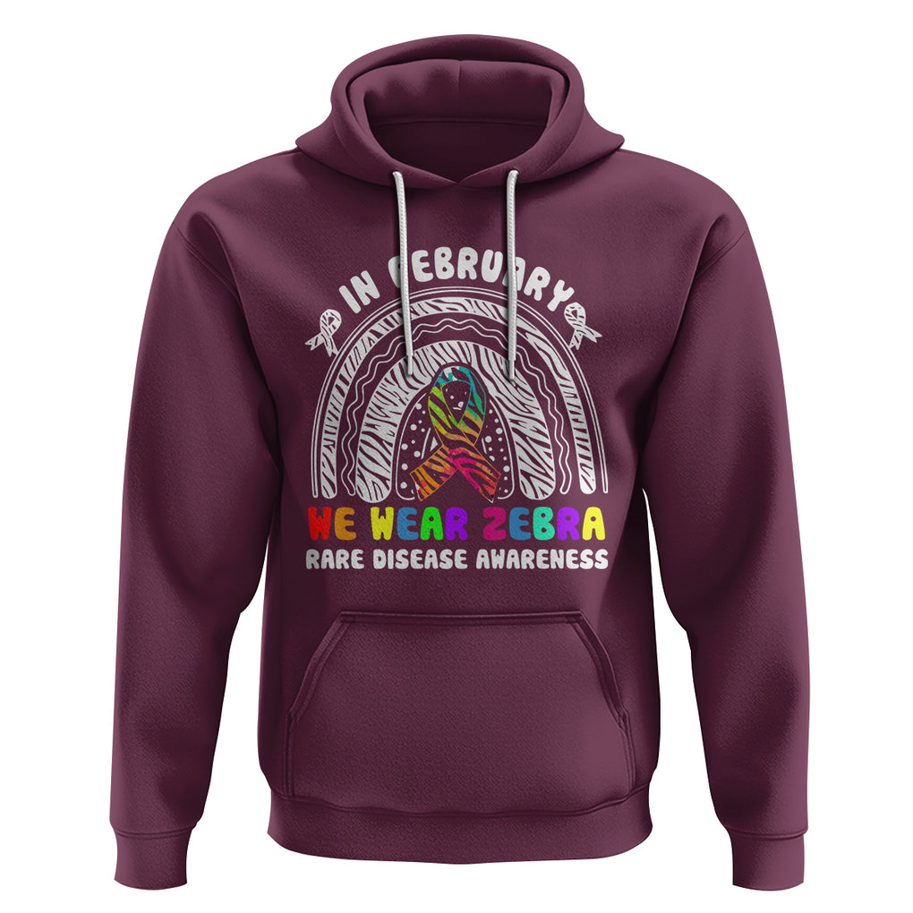 Rare Disease Day Shirts Hoodie In February We Wear Zebra Rare Disease Awareness Rainbow Zebra TS02 Maroon Printyourwear