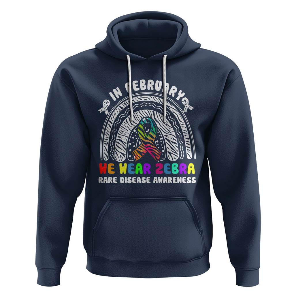 Rare Disease Day Shirts Hoodie In February We Wear Zebra Rare Disease Awareness Rainbow Zebra TS02 Navy Printyourwear