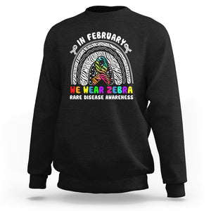 Rare Disease Day Shirts Sweatshirt In February We Wear Zebra Rare Disease Awareness Rainbow Zebra TS02 Black Printyourwear