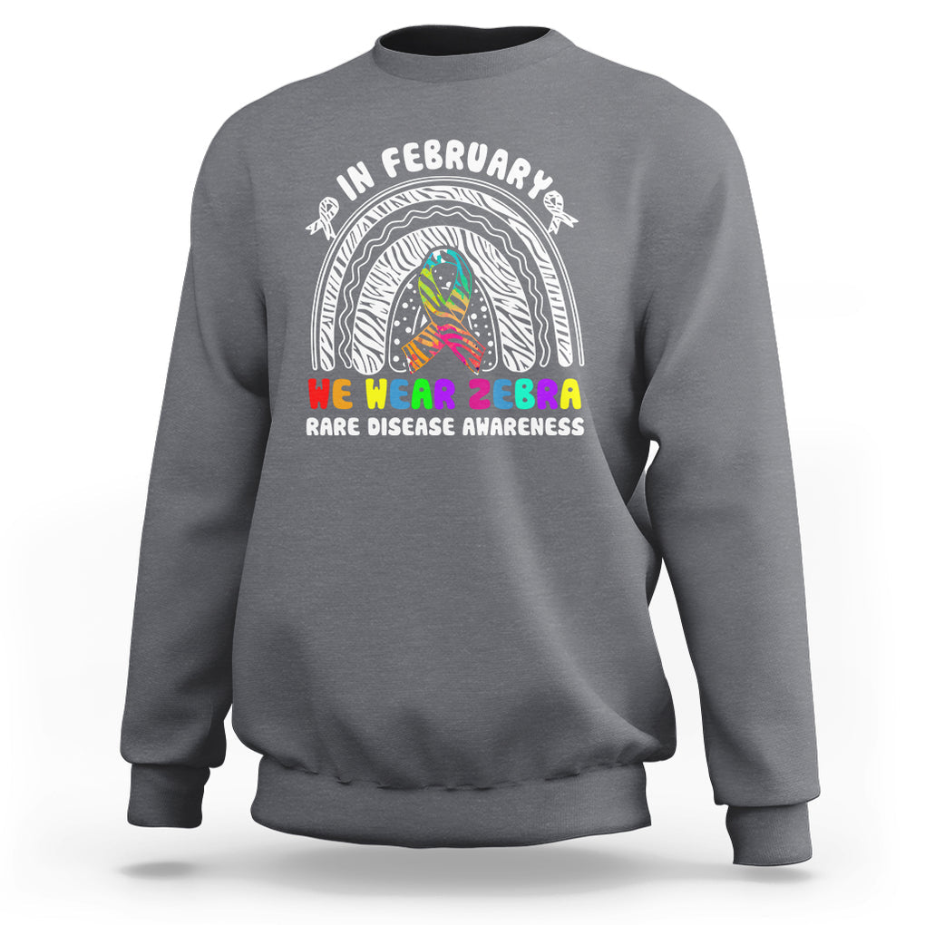 Rare Disease Day Shirts Sweatshirt In February We Wear Zebra Rare Disease Awareness Rainbow Zebra TS02 Charcoal Printyourwear