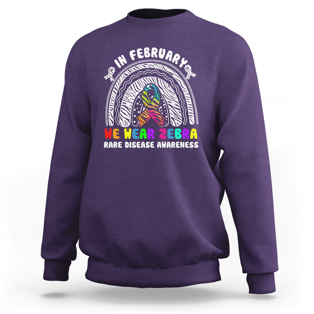 Rare Disease Day Shirts Sweatshirt In February We Wear Zebra Rare Disease Awareness Rainbow Zebra TS02 Purple Printyourwear