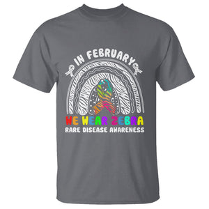 Rare Disease Day Shirts T Shirt In February We Wear Zebra Rare Disease Awareness Rainbow Zebra TS02 Charcoal Printyourwear