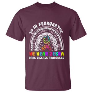Rare Disease Day Shirts T Shirt In February We Wear Zebra Rare Disease Awareness Rainbow Zebra TS02 Maroon Printyourwear