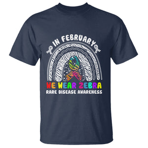 Rare Disease Day Shirts T Shirt In February We Wear Zebra Rare Disease Awareness Rainbow Zebra TS02 Navy Printyourwear